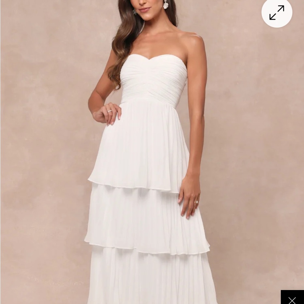 Lulu's White Strapless Tiered Maxi Dress